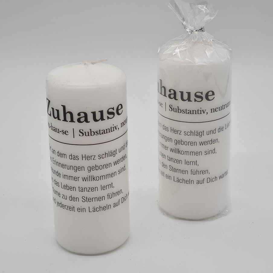 Stumpenkerze "Zuhause"