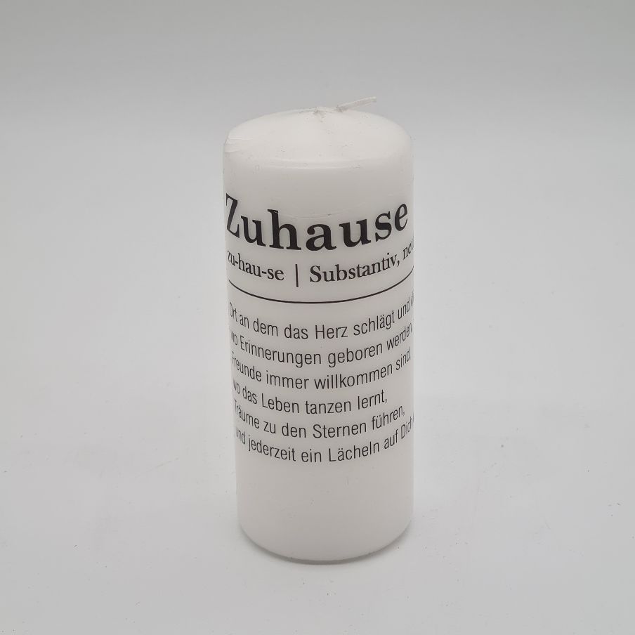 Stumpenkerze "Zuhause"