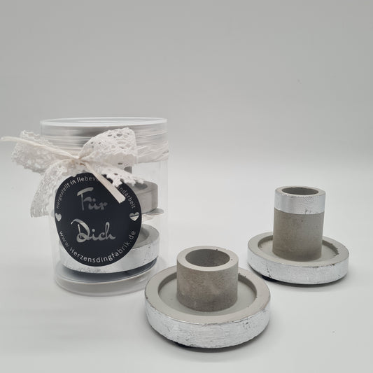 Stabkerzenhalter-Set "Concrete Duo"