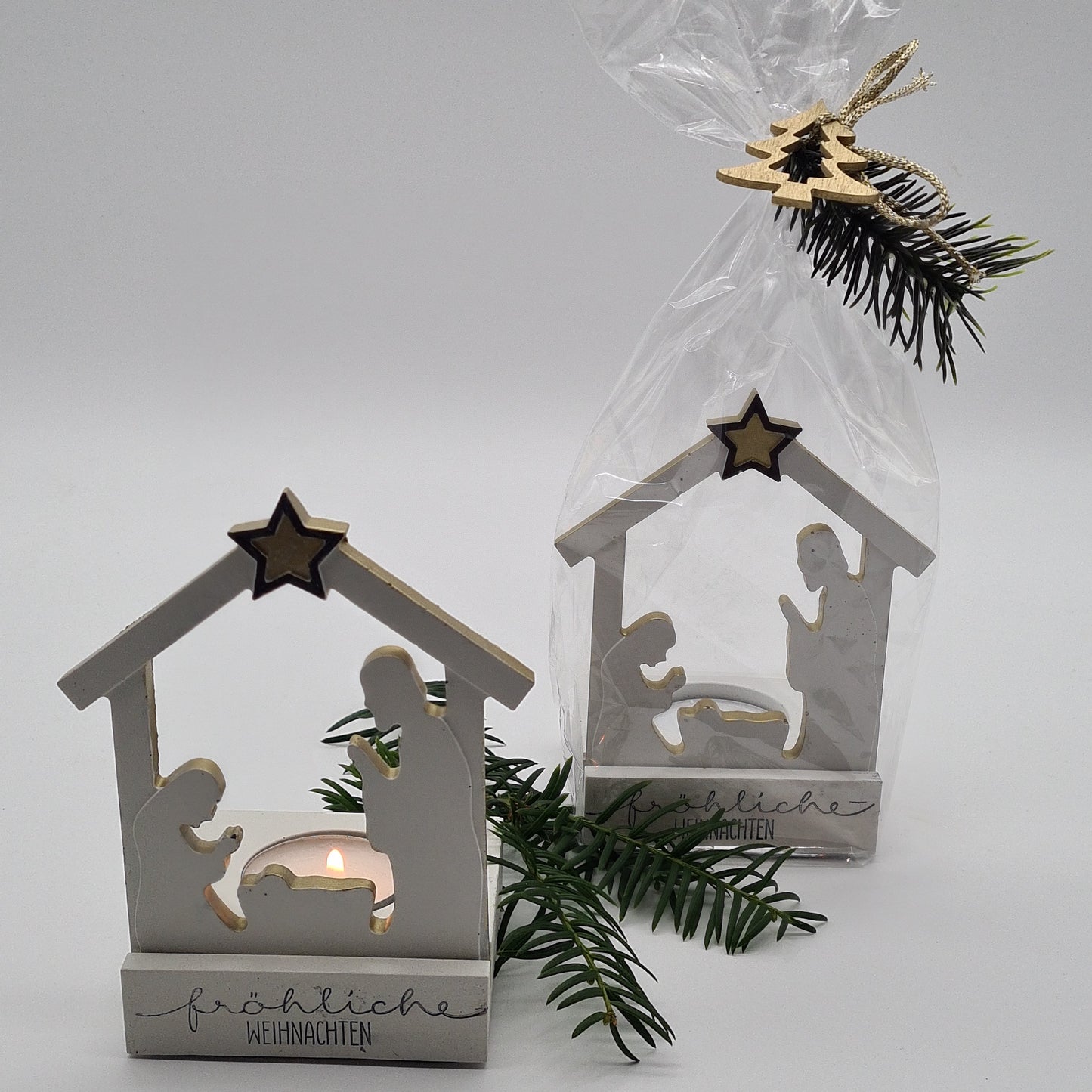 Beton-Teelichthalter Krippe – stilvolle Weihnachtsdekoration und kleines Geschenk aus Handarbeit der Herzensidingfabrik